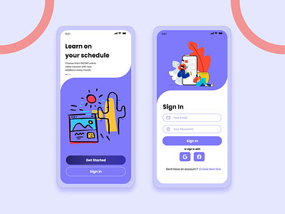 Sign In Learn Apps animation design icon illustration mobile mobile ui typography ui ux