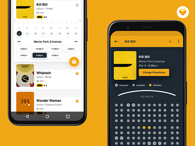 Android Movie Booking Experiment android android app app booking bookings cinema cineplex date ecommerce film minimal movie picker purchase showtimes sketch theatre time ui