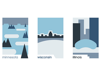 Minimalist U.S. States - Great White North 5 color design adobe illustrator color design great white north illinois illustration minimalism art minimalist design minnesota wisconsin