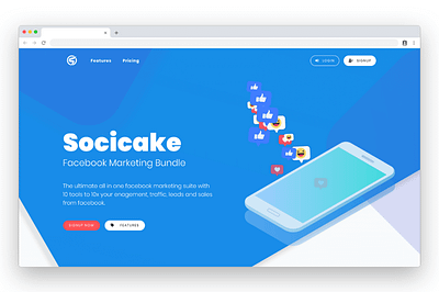 Socicake App landing page webdesign