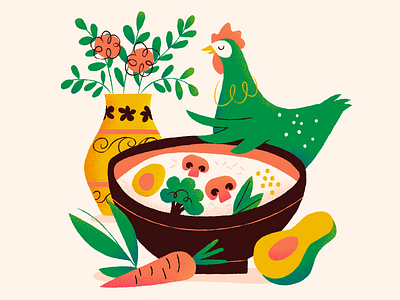 Comfort Food again chickie comfort food egg illustration rice soy eggs veggies