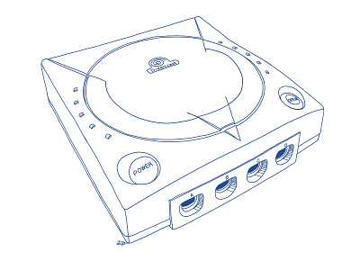 Dreamcast Illustration for Book Cover blue console dreamcast gaming handdrawn illustraion lineart retro retrogaming sega videogames