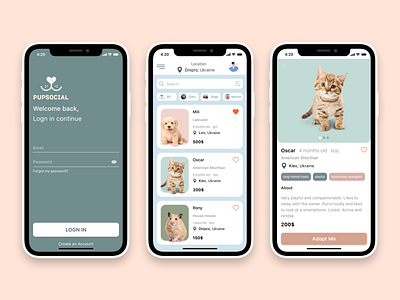 Pupsocial animal design figma pastel puppy ui ux web