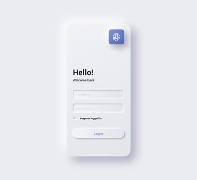 Sign In mobile screen app design icon minimal mobile neumorphic sign in ui