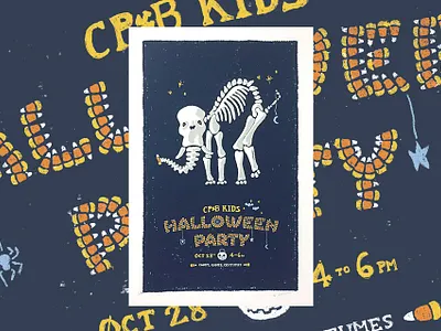 Kids Halloween Party charcoal design hand lettering illustration