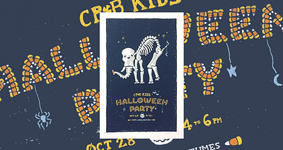 Kids Halloween Party charcoal design hand lettering illustration