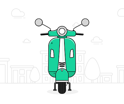 Vespa art flat illustration flat vector illustration vespa vespa illustrared