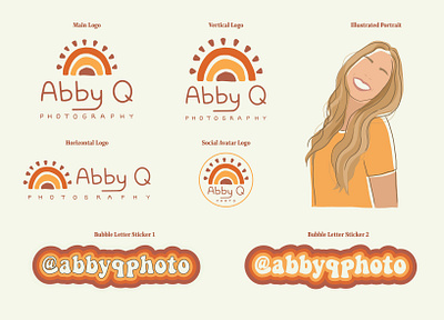 Logo and Branding Assets for Abby Q arizona branding illustrated icon illustrated portrait logo logo design logo marks photography logo retro sun vector portrait