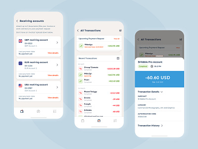Payoneer Transaction & Account bank account banks bottom nav bottom sheet creative money payment payment app payoneer transaction ui usd user experience user interface ux wallet wallet app wallet ui