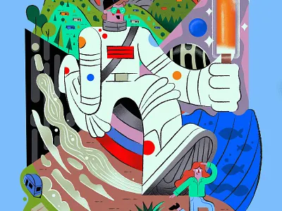 Cream Sickle astronaut chracter dog graphicdesign icecream illustration space trailer