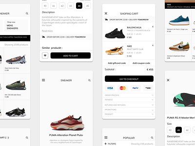 Sneakers Store - Mobile App design designer minimal modern product design prototype ui user interface user interface design ux web