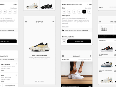 Sneakers Store - Mobile App design designer minimal modern product design prototype top trend ui user interface user interface design ux web