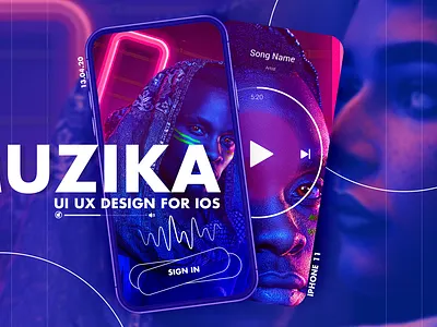 muzika App gradient design ui ux design