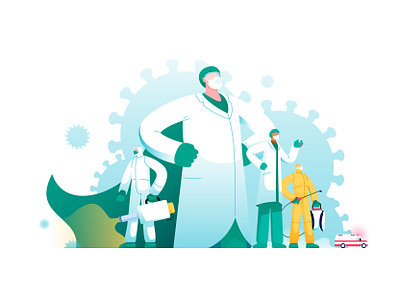 Heroes character coronavirus covid covid 19 hero illustration medical medicine vector