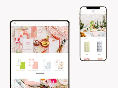 E-commerce website for invitations & custom textiles custom shopify custom shopify custom textiles custom website design e commerce ecommerce feminine feminine design feminine website design invitation website linens shopify shopify store textiles typogaphy wedding planners