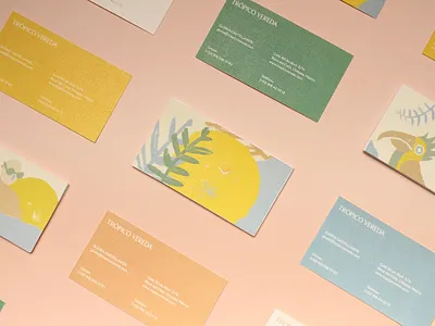 Trópico Vereda - Business Cards beach brand brand design branding business business card business card design graphic hotel hotel branding illustration jungle logo design logotype marcas pastel stationery tarjeta de presentacion tropic tropical