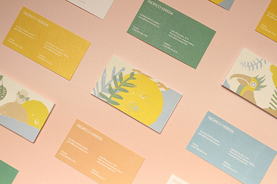 Trópico Vereda - Business Cards beach brand brand design branding business business card business card design graphic hotel hotel branding illustration jungle logo design logotype marcas pastel stationery tarjeta de presentacion tropic tropical