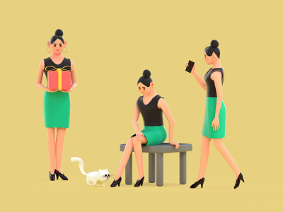 workers-2 animation c4d design flat illustration typography vector