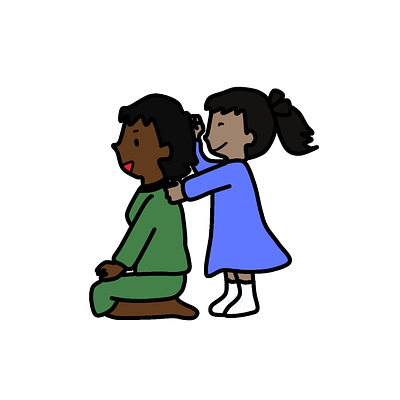 Kid massaging its parent illustration