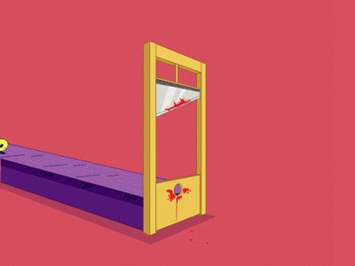 Automatic Guillotine animation illustraion minimal