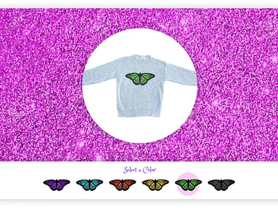 Daily UI Day 33: Customize Product butterfly clothing clothing design clothing label color picker colors custom customer customize customized customizer dailyui day033 product rainbow shop shopping shopping app shopping bag sweater