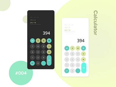 Daily UI #004 004 adobe xd app buttons calculator challenge circles dailyui design dribbble flat green minimal simple ui ux