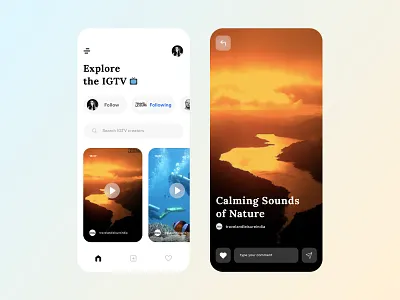 Instagram IG TV App app design dribbble illustrator instagram mobile shrutiuiux ui uidesign uiux ux uxdesign