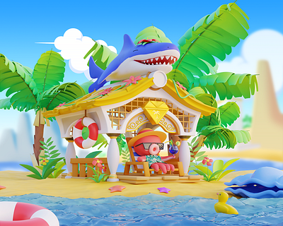 金银岛度假⛱️ blender3d c4d