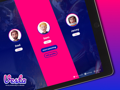 Vesta: Family Streaming for TV & Movies app product design ui ux