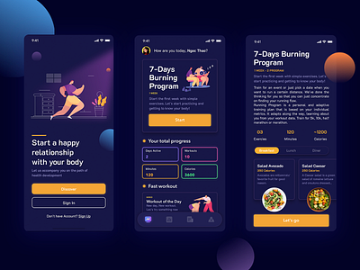 Workout Concept User Interface app app design color design dribbble fitness healthy icon app illustraion ui ui ux ui ux design visual design workout