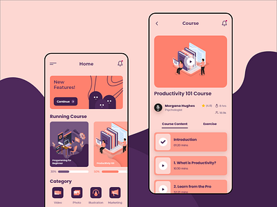 Online Course App adobe xd apps card course dribbble exploration ios iphone x mobile online course ui ux