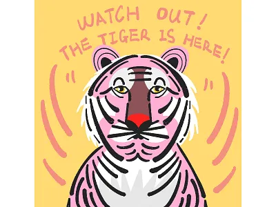 Watch out! The tiger is here! design illustration illustrator ink procreate tiger watercolor