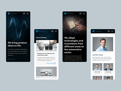 Emovation Mobile Version agency agency website audio audio products automotive electronics heartbeat hi fi innovation minimal layout mobile ui pulse speakers startup website stereo