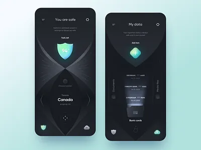 Security 🛡 App app cloud dark design files gui mobile safe security shield sketch ui vpn