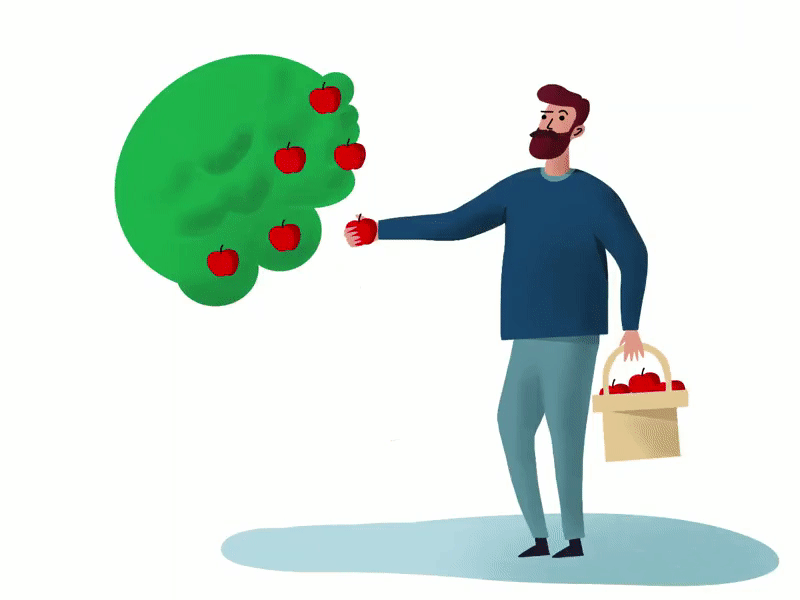 Illustration man with apple basket animation character character illustration illustration procreate sketch surrealism textured illustration