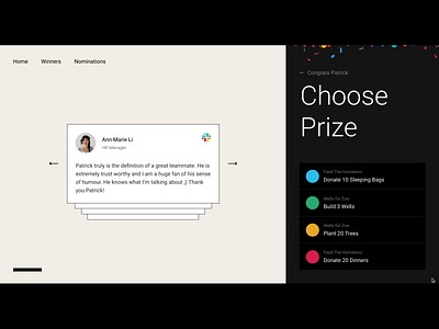 Spotlight — Confetti II animation celebrate charity confetti donation dublin feel good framer hover ireland motion nomination prize prototype roboto sf spotlight ui ux winner