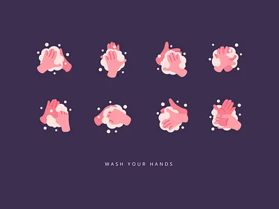 Let's wash our hands branding clean color coronavirus covid 19 cute design flat graphic design hands hygiene icons illustration vector