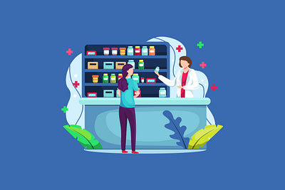 Pharmacy illustration ui ux