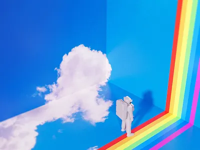 End of the Rainbow. 3d bigun blender clouds design digital dribbble fantasy art minimal nature rainbow