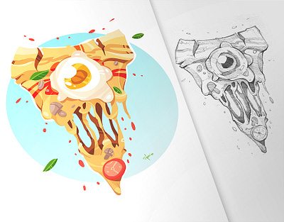 Pizza Zombie cartoon character characterdesign drawing fun illustration pen pizza process sketchbook spovv zombie