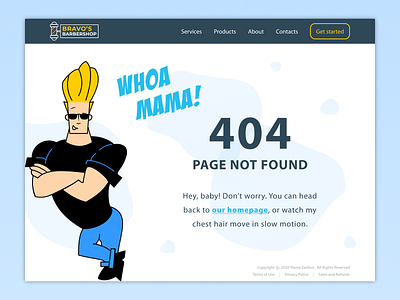 Daily UI #008 - 404 Page 404 404 error 404 page barbershop logo cartoon daily ui 008 dailyui design illustration johnny bravo ui ux vector web website