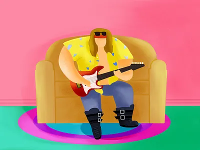 Playing music at home design flat flatillustration illustration vector