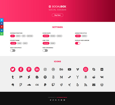 SocialBox - Social Sidebar animation athenastudio button css3 follow font icon navigation share sidebar social transition