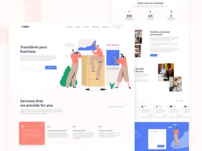 Reputation Management - Landing Page about us clean contact design feedback flat hover illustration landing landing page landing page design landingpage minimal reputation reputation management ui ux web webdesign white
