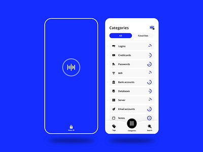 Password management app 1password animation app blue clean high fidelity prototype invision studio menu design minimal mobile password password manager photoshop prototype prototype animation security app ui ux voice id