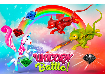 Unicorn Battle Game Box Cover 3d 3d art 3d artst 3d artwork 3d modeling 3dsmax adventure animation book cover card games character dragons photoshop