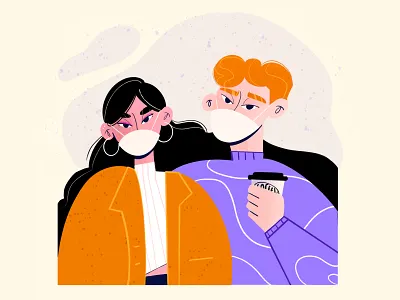 New Normal coffee coronavirus couple couplegoals covid19 digital illustration digital painting illustration mask new normal procreate stay safe