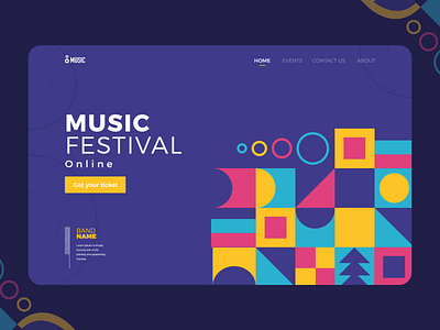 Music fest - landing page abstract app branding design flat geometric icon illustration landingpage minimal ui ux vector web website