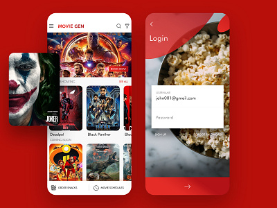 Movie Tickets Booking App UI/UX app app design art booking branding color design entertainment graphic design illustraion interior ios mobile app movie app online red ticket booking ui uikit uiux