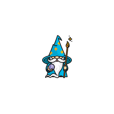 Fun Wizard Mascot beard character crystal ball illustration logo magician mascot wizard wizards hat